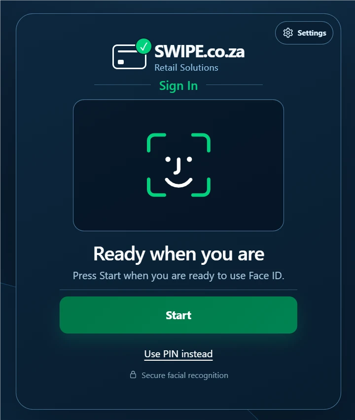 Swipe Face ID sign-in screen